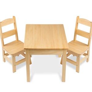 Melissa & Doug Natural Wood Table and Chair Set